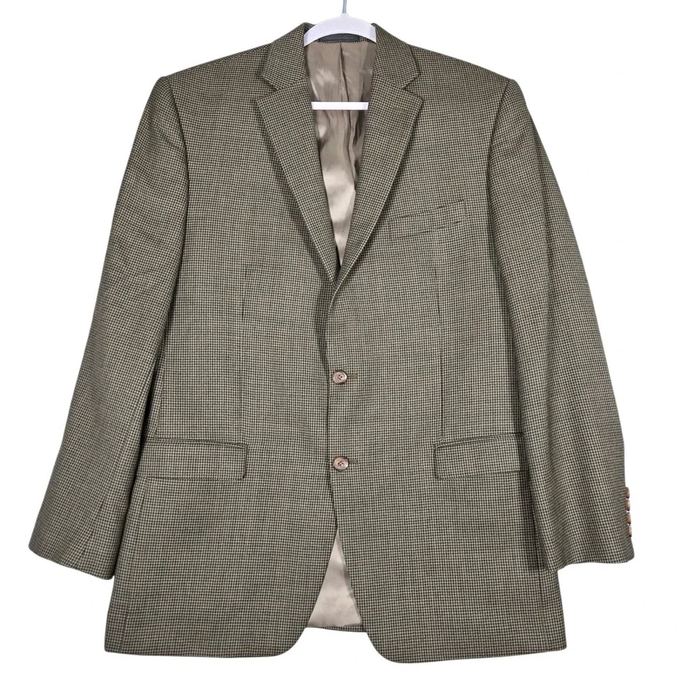 Lauren Ralph Lauren Sport Coat Mens Brown Houndstooth Plaid Blazer Long Jacket